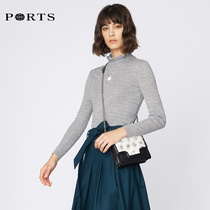 PORTS Ppose womens dress minimalist long sleeve revered collar wool pullover SA9K427JKW001