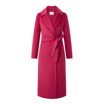 PORTS Womens Clothing 2024 Autumn New Charming Red Belted Cotton Wool Blended Double-sided Wool Coat for Women