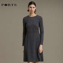 PORTS Baozi Autumn Winter womens dress A character dress round collar close-collar dress LA9N014GFE007