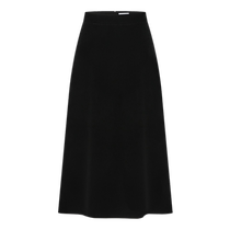 PORTS womens 2024 early autumn new commuting simple black velvet elegant A-line silhouette mid-length skirt