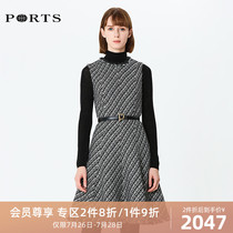 PORTS Womens temperament Tweed sleeveless waist dress ALN9D028JFE033