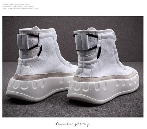 Giày cao 2019 mới màu trắng giày nam mùa hè thoáng khí giày nam đế xuồng dày đế dưới giày cao - Giay cao boots nam cổ cao