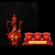 Worship crystal wine bottle glass for God plastic teapot chopsticks for the God of Wealth treasure sacrificial supplies