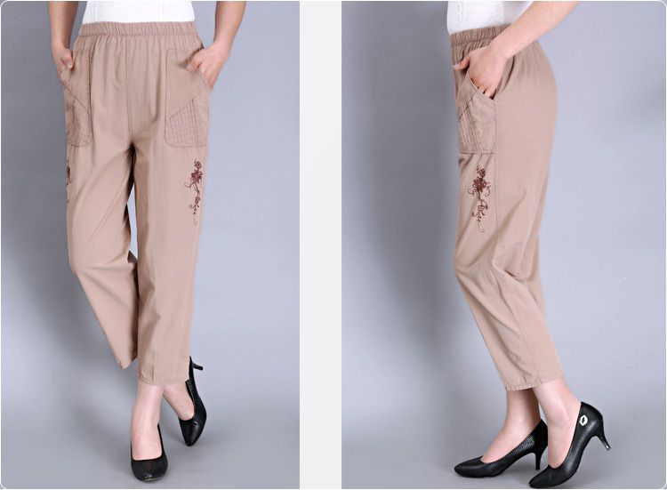 Phụ nữ trung niên 9 điểm thường xuyên quần cotton thun thun xuân hè - Quần áo của mẹ áo nữ trung niên