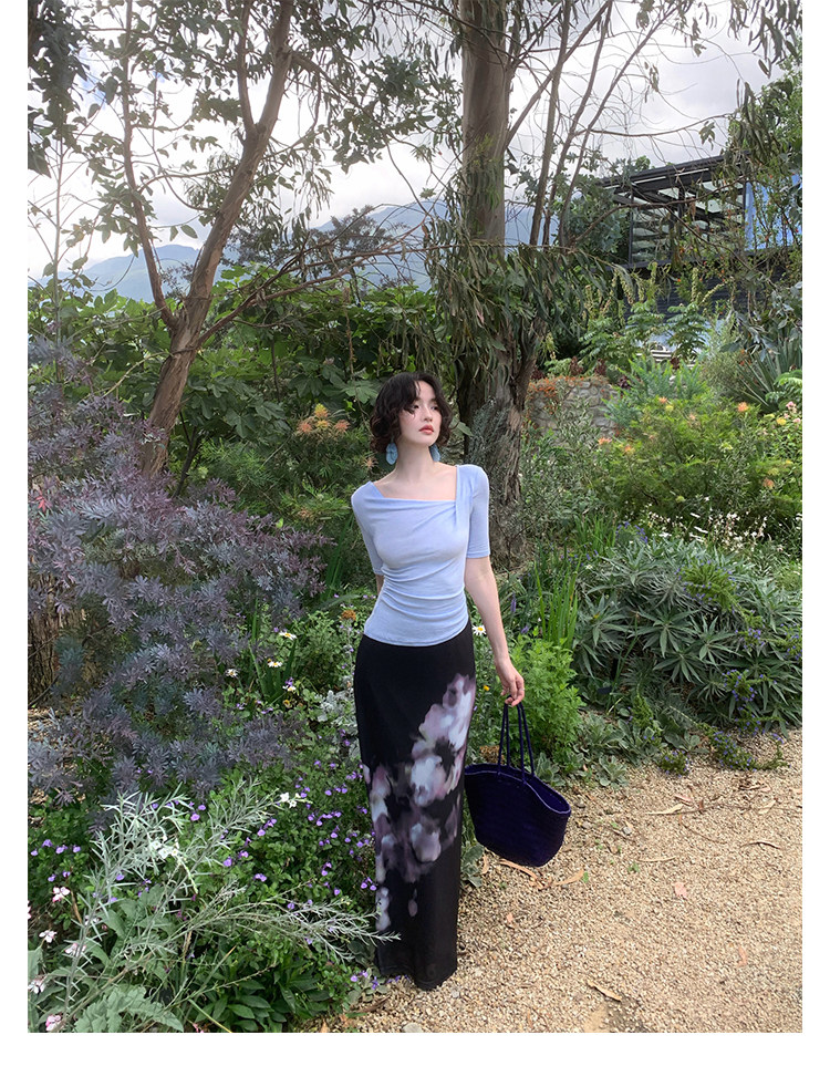KELIFAN Jinghua Ci 320g Floral Straight-Leg Long Skirt