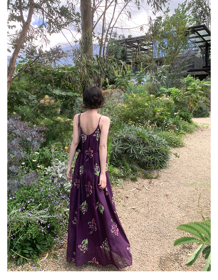 KELIFAN Floral Bird Embroidered Relaxed Cami Dress