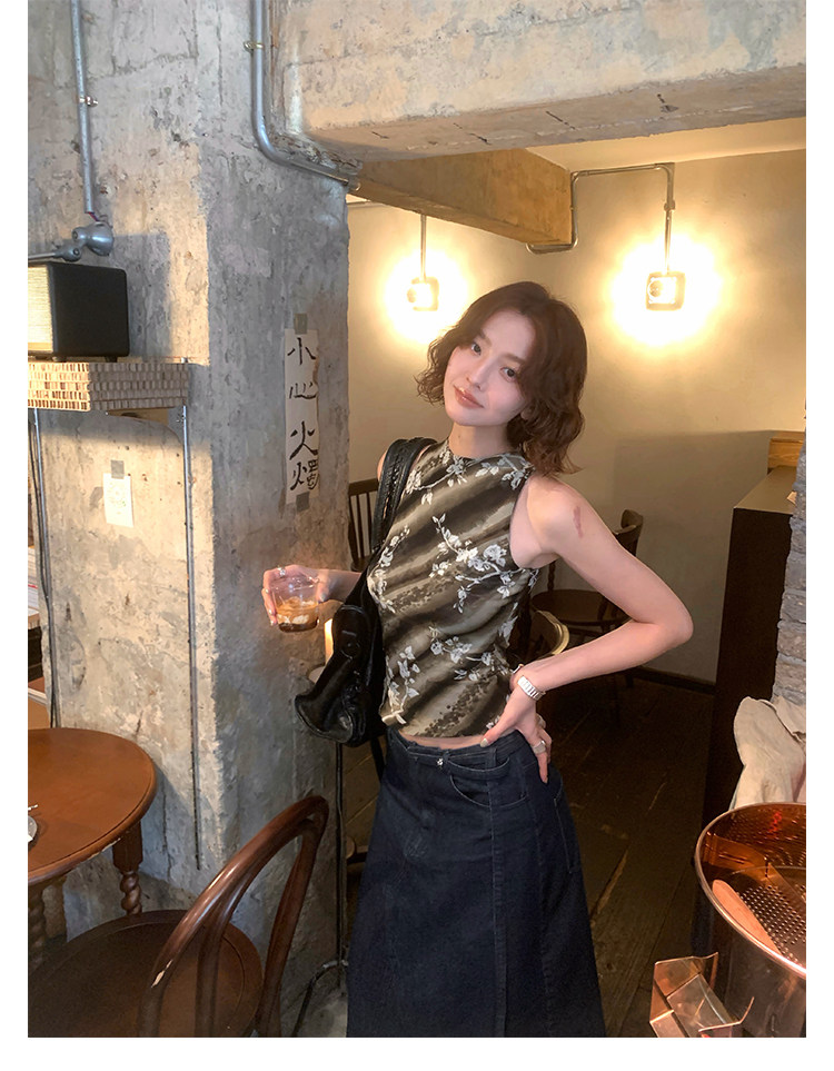 KELIFAN Floral Print Cropped Tank Top