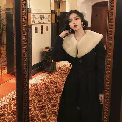 Mao Collar Cotton Cotton Coat Women 2020 winter New Korean version of retro Hepburn coat over the knee long version of windbreaker cotton jacket