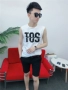 Mùa hè thanh niên vest tay áo vest nam cotton Hàn Quốc áo thun ngắn tay tinh thần xã hội anh chàng không tay áo rộng - Áo vest cotton áo khoác giả vest nam hàn quốc