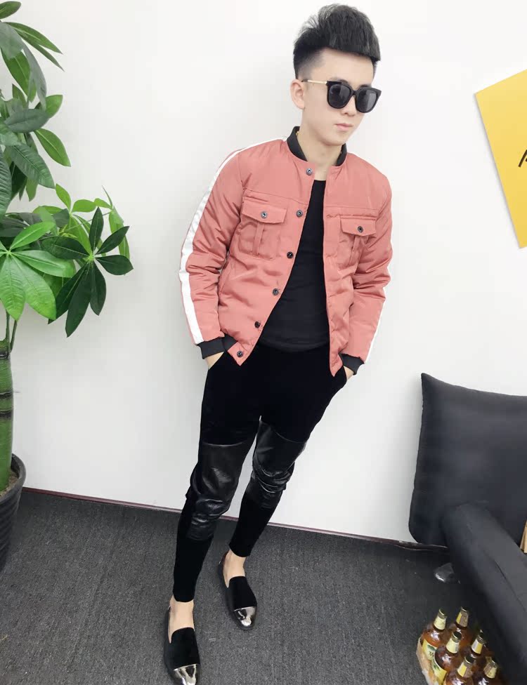 Quần xã hội mùa đông Hàn Quốc khâu chân nhung vàng quần đỏ nhanh với quần âu nam quần đùi