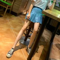 Net red with the same fashion leather pleated skirt leather skirt high waist thin pure leather sheepskin a-line skirt female skirt