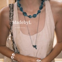 MadebyL original colorful retro glazed turquoise all-match colorful presence necklace girls gift