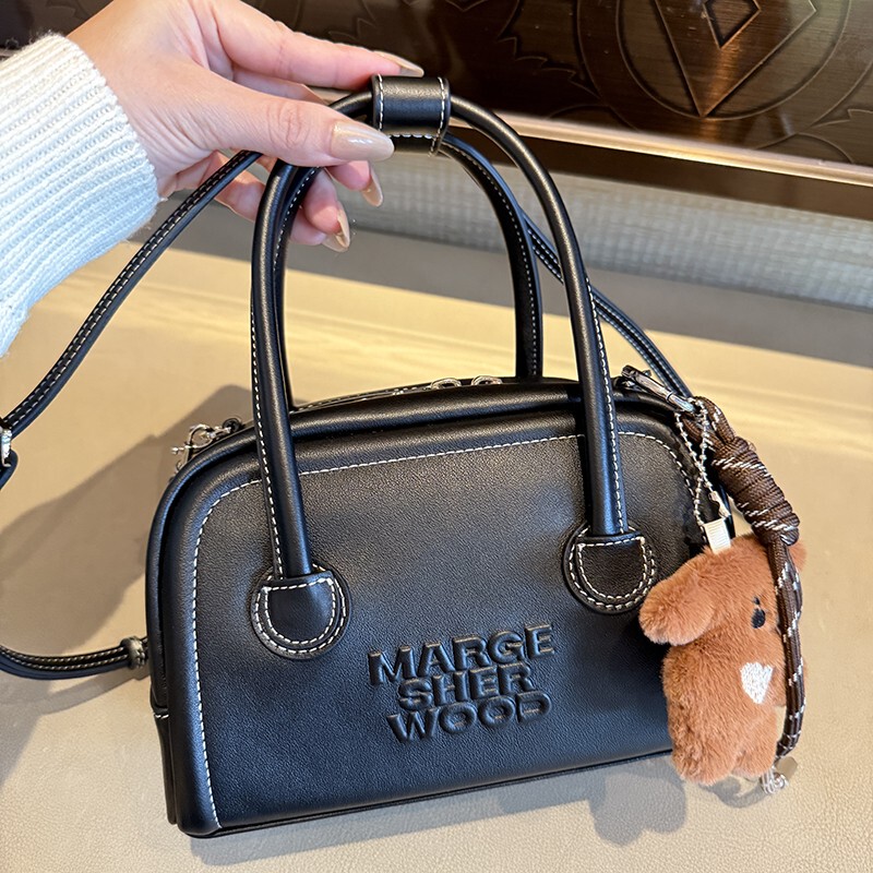 Margesher, a Niche Designer, Boston Bag for Women, Shoulder Crossbody Bag, Commuter Bowling Handbag