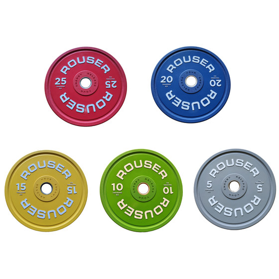 Rouser All-Rubber Black Barbell Plates, Colored Barbell Plates, Large Hole Barbell Plates (High Elasticity, Odorless)