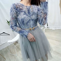 Chị anh câu chuyện 2018 mùa thu mới lưới khâu tua sequin dress 3489 váy dạ hội