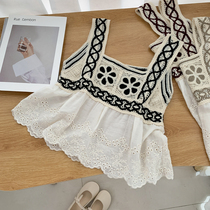 Bohemia outside a small vest wearing a seaside resort style to cover the belly slim crocheted small suspenders