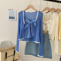 Summer Korean version 2021 new design sense bow slim small sling female two-piece set