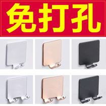 Punch-free space aluminum toilet adhesive hook Bathroom Kitchen door rear wall clothes wardrobe single hook hook hanging clothes hook wall hanging