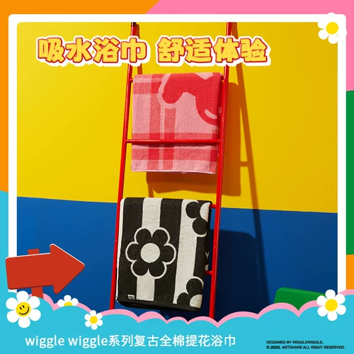 MINISO Wiggle Wiggle Series Ретро хлопковое жаккардовое шерстяное банное полотенце впитывающее банное полотенце