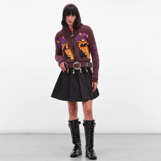 chopove25FW Y2K亚比个性连帽男女开衫毛织图案外套上衣