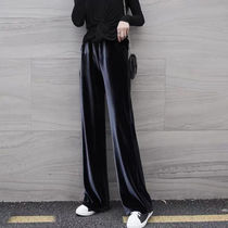 Pregnant Woman Straight Tube Pants Broadlegged Pants Spring Fall Slim Outside Wearing Loose Gold Velvet Pendant Sensation Tug Pants Plus Suede Long Pants