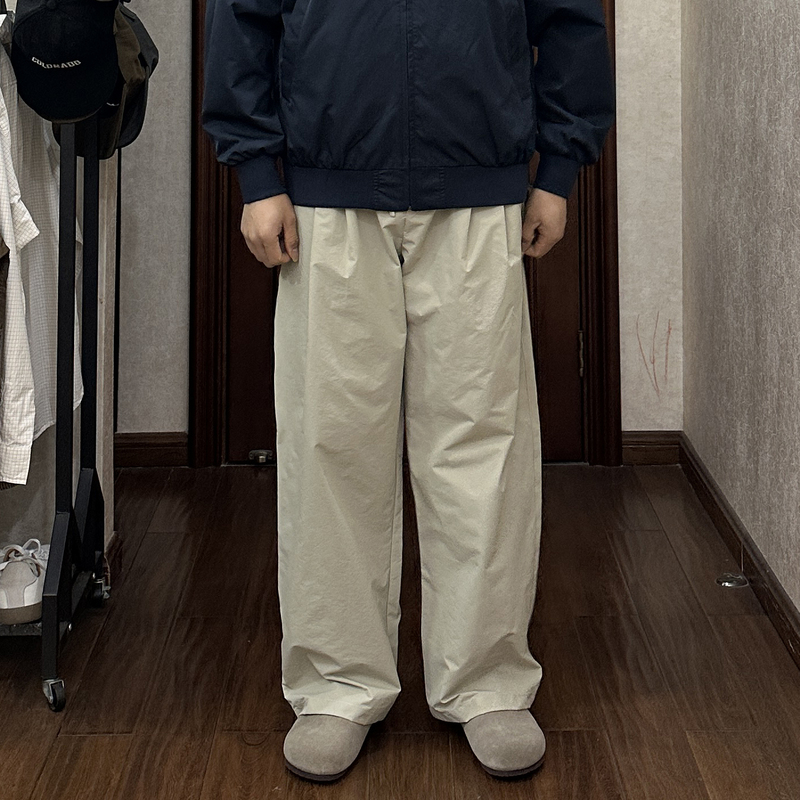 Tang Xiaogui Trendy Brand American Retro Old Money Style Wide-Leg Pants for Men with Drawstring Elastic Waist Loose Straight Casual Long Pants