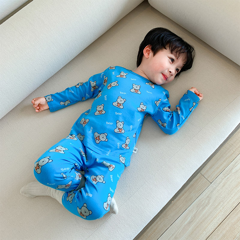Boys pajamas spring and autumn cotton boy baby autumn suits trendy children's autumn thin section children's home clothes autumn trendy