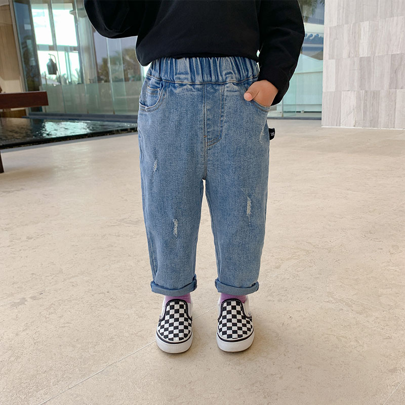 Male Baby Pants Spring Autumn Thin with children Broken Pants for Children Han Edition Chaujin Children's Jeans Boy Autumn Clothing