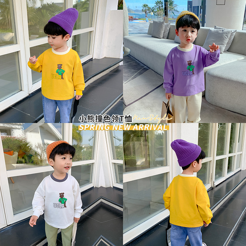 Children's Clothing Boys T-Shirts Long Sleeves Baby Bottoming Shirts Spring and Autumn Styles Western Style Baby T-shirts Cotton Children's Tops