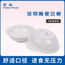 Fat face cat house cat food dog food ceramic bowl dining table matching porcelain bowl small white bowl water bowl FelineHouse