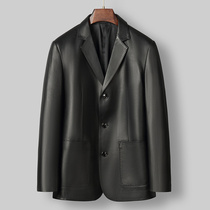 Spring and Autumn New Suite Collar True Fur Dress Haining Men Short Business Leisure Sheep Peel Triple Closed Jacket