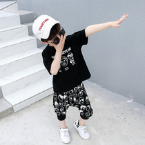 Boys summer suit 2021 new boys baby tide dress childrens clothing childrens foreign style childrens summer handsome Harlan set