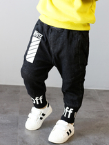 Childrens pants plus velvet jeans autumn children foreign atmosphere 6 tide autumn 3 years old 4 boys spring and autumn thick 5 treasure pants