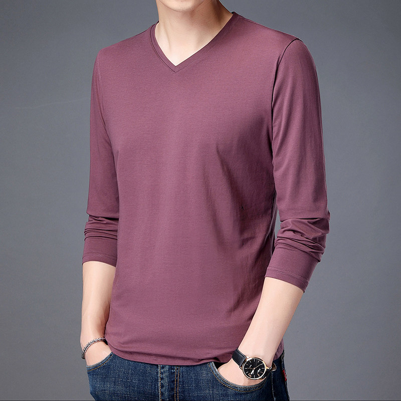 Autumn clothes male blouse can be outside wearing thin men's underwear upper body single piece pure cotton V neckline 100 lap clothes