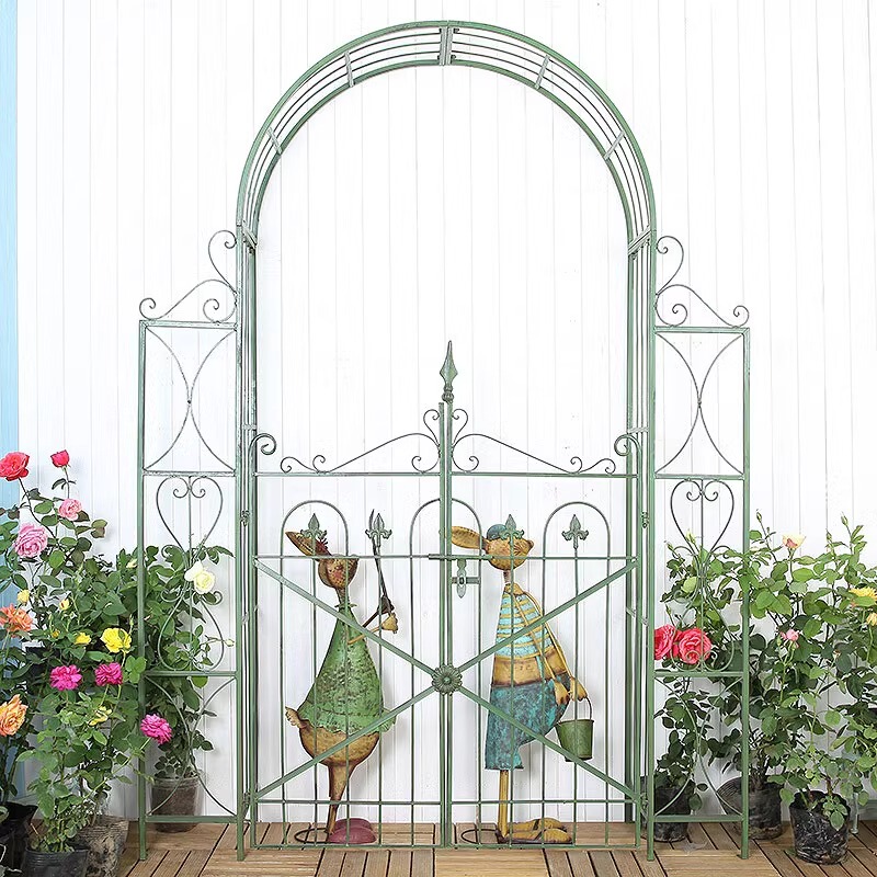 European-Style Vintage Wrought Iron Arch Flower Stand Climbing Trellis Plant Rose Climbing Frame Garden Courtyard Outdoor Archway