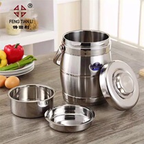 Stainless steel thick double-layer insulated lunch box large capacity 10L lifting pot adult Bento soup bucket food compartment