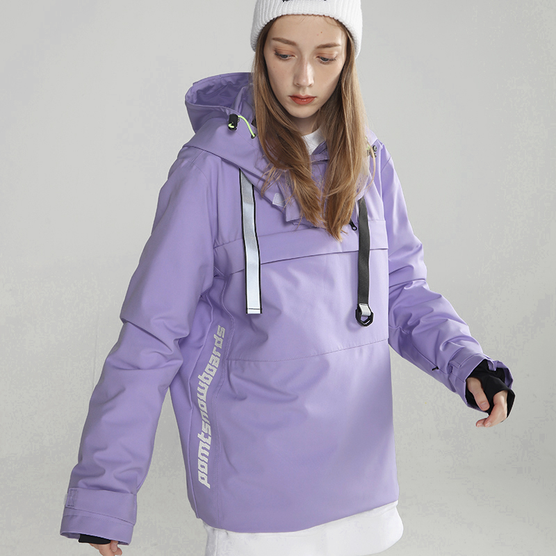PoMT Ski 21 New Ski Jacket Waterproof Windproof Warm Plus Cotton Pull-up Cable-stayed Snowboard Double Board Reflection