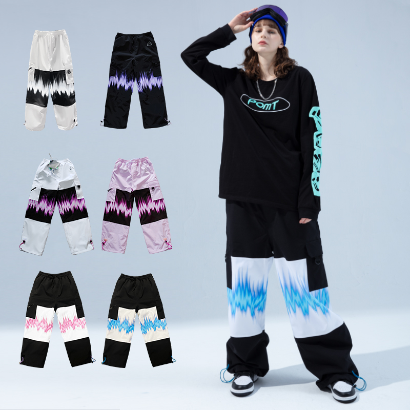 pomt21-22 new lightning ECG loose wide leg straight leg casual waterproof windproof reflective men's and women's ski pants