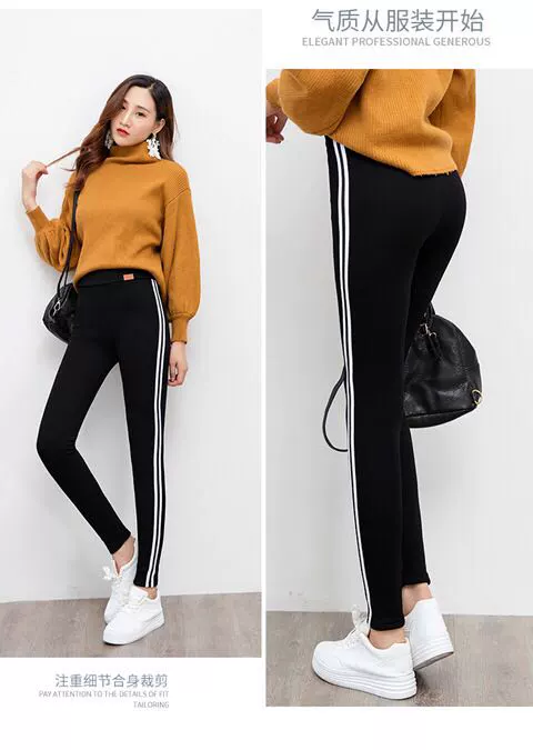 2018 mới thu đông mẹ legging nữ cộng với nhung dày mặc ấm eo cao co giãn chân lớn