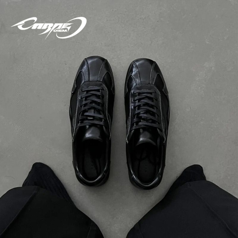 Carpe Diem Black Training Classy German Training Shoes Men's Cleanfit Minimalist Handmade Retro Derby Shoes Women's