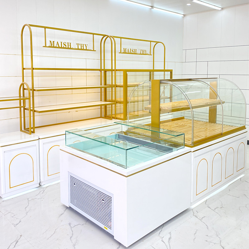 Bread Show Cabinet Middle Island Cabinet Glass Egg Pastry Shop Shelf Model Counter Pastry Baking Side Cabinet Bakery Display-Taobao