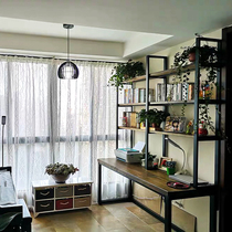 American solid wood table home retro bookshelf combined with perforated shelf writing desk bookcase integrated partition display