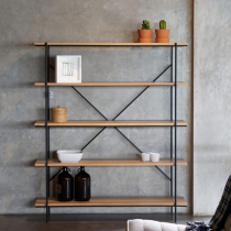 American retro wind minimalist solid wood separator shelf floor balcony containing exhibition shelf multilayer iron art office