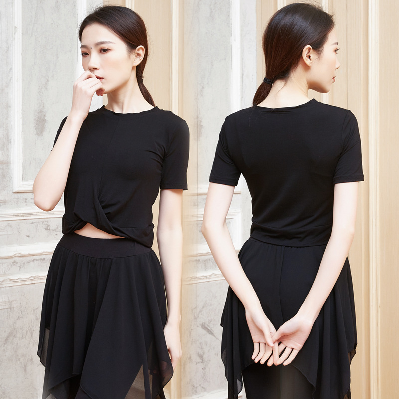Modern dance practice Gongfu blouses female adults in Classical China Training Teachers Modale Dancing Yoga Short Sleeves