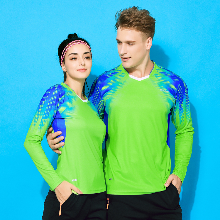 Spring and Autumn Long sleeve volleyball suit sports table tennis suit male T-shirt team custom badminton training suit