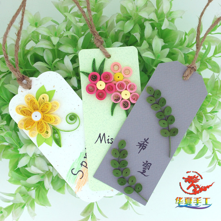 Blank Bookmark DIY handmade greeting card Pendant Card Small Gift Card Wish Card Mini-Roll Paper Bottom Card Send Hemp Rope