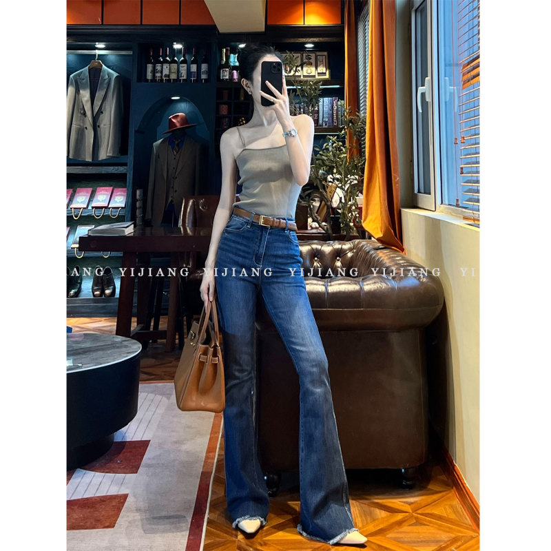 Yijiang｜Long-Legged Perfection Summer Flared Jeans for Women, High-Waisted, Slimming, Floor-Length Pants for a Slimming Effect