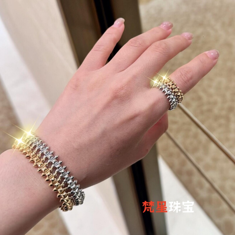 Fanxing Jewelry 18K Rose Gold White Gold Classic Rivet Bracelet Bullet Head Au750 Fashionable and Personalized Bracelet