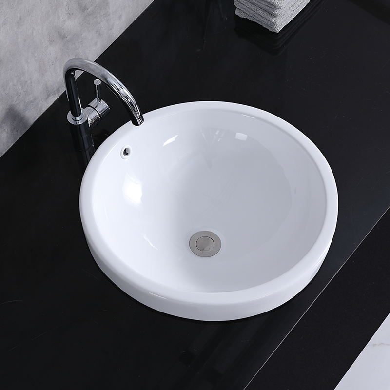 Pure round washbasin Taichung basin Semi-embedded washbasin Ceramic basin Oval table basin Under-table basin