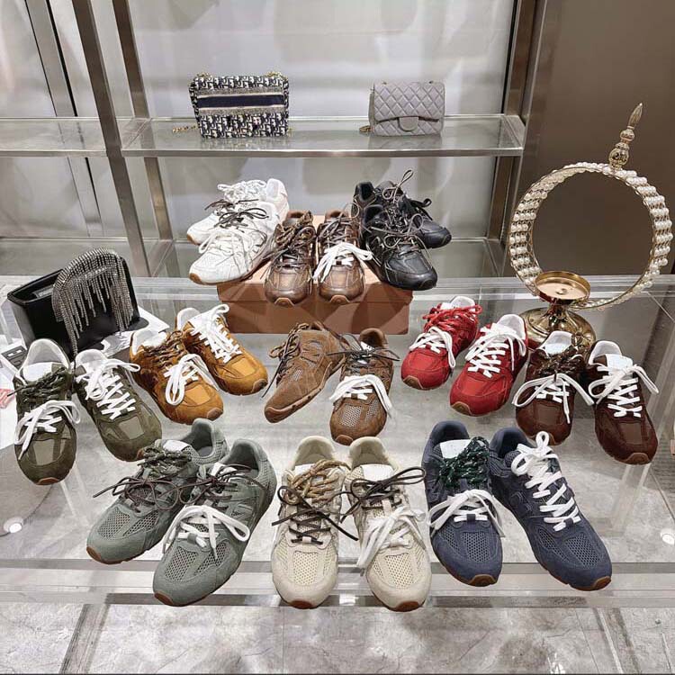 2026 Autumn New Retro Mesh Casual Sneakers Flat Versatile Collaboration Lace-Up Sneakers Genuine Leather Color Block